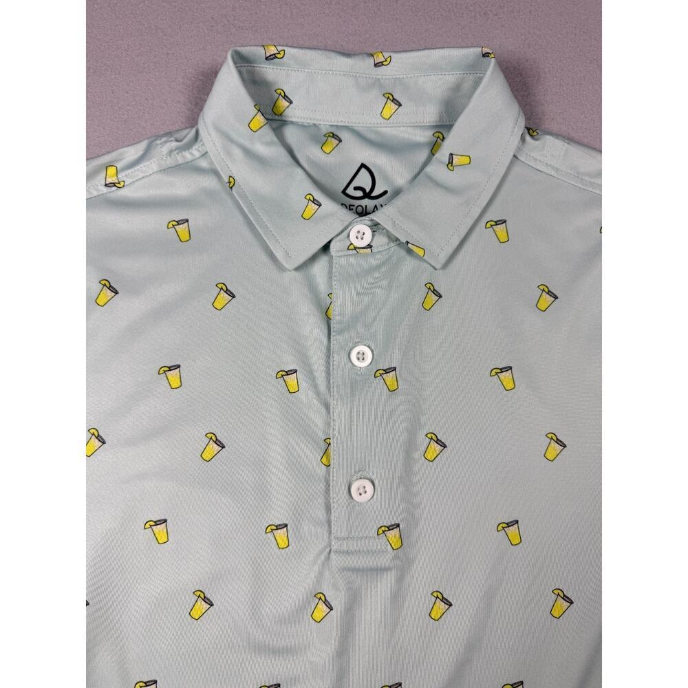 Men's Golf Polo Shirt Small Margarita Print Light Blue Performance Stretch